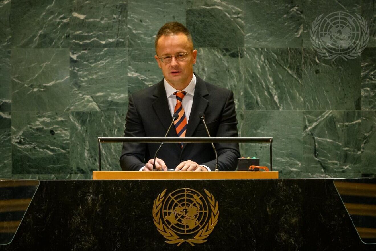 Péter Szijjártó, Hungarian minister for foreign affairs and trade, addresses the general debate of the United Nations General Assembly’s 79th session on Sept. 25, 2024. Credit: Loey Felipe/U.N. Photo.