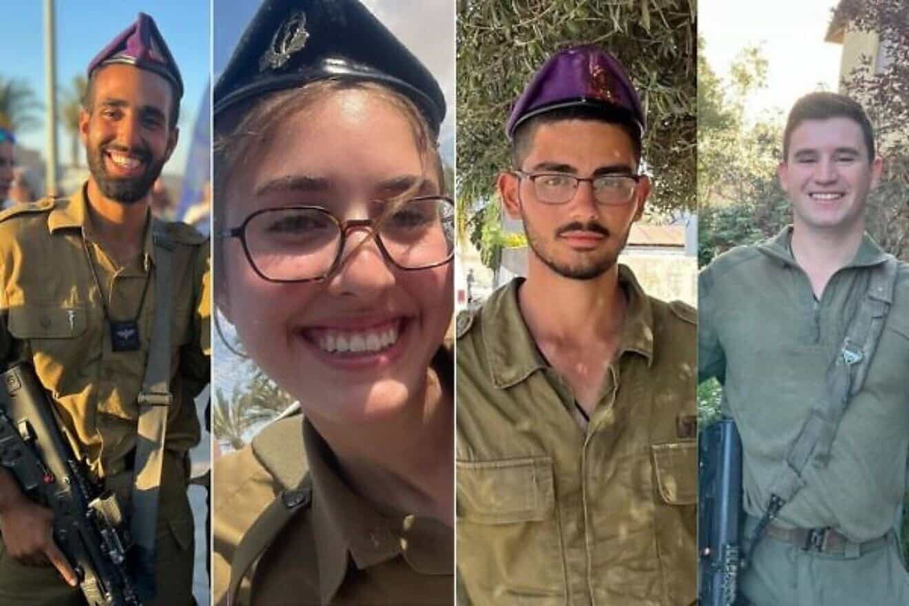 IDF soldiers (from left to right) Staff Sgt. Dotan Shimon, Staff Sgt. Agam Naim, Staff Sgt. Amit Bakri and Cpt. Daniel Mimon Toaff, who were killed battling Hamas terrorists in the Gaza Strip, Sept. 17, 2024. Credit: Israel Defense Forces.