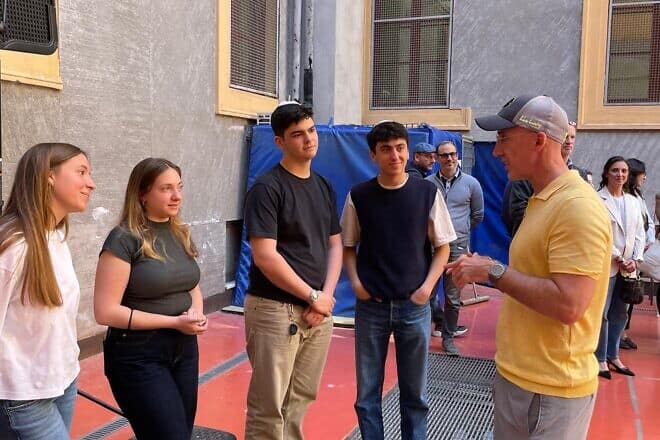 Yael Foundation co-founder Uri Poliavich on a visit to the Jewish school in Rome, September 2024. Credit: Jewish Community of Rome.
