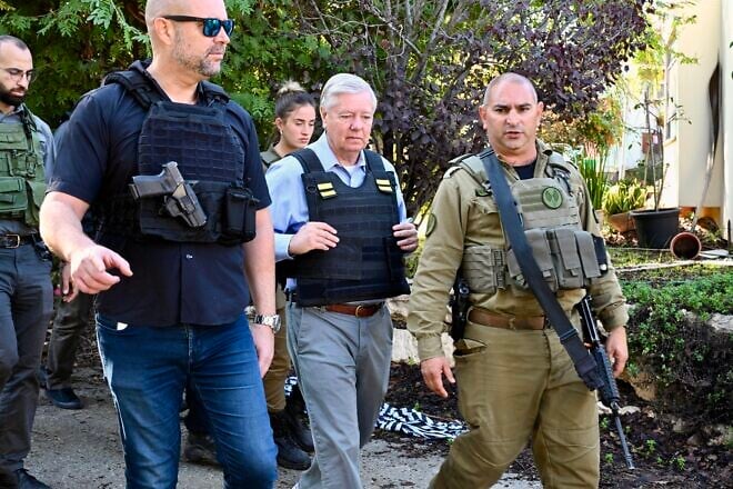 Sen. Lindsey Graham (R-S.C.) visits sites that Hamas terrorists attacked on Oct. 7, 2023, in southern Israel, Jan. 4, 2024. Credit: U.S. Embassy Jerusalem.