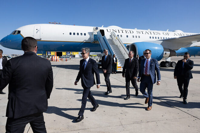 U.S. Secretary of State Antony Blinken arrives in Tel Aviv, Israel, Oct. 22, 2024. Credit: Chuck Kennedy/U.S. State Department.