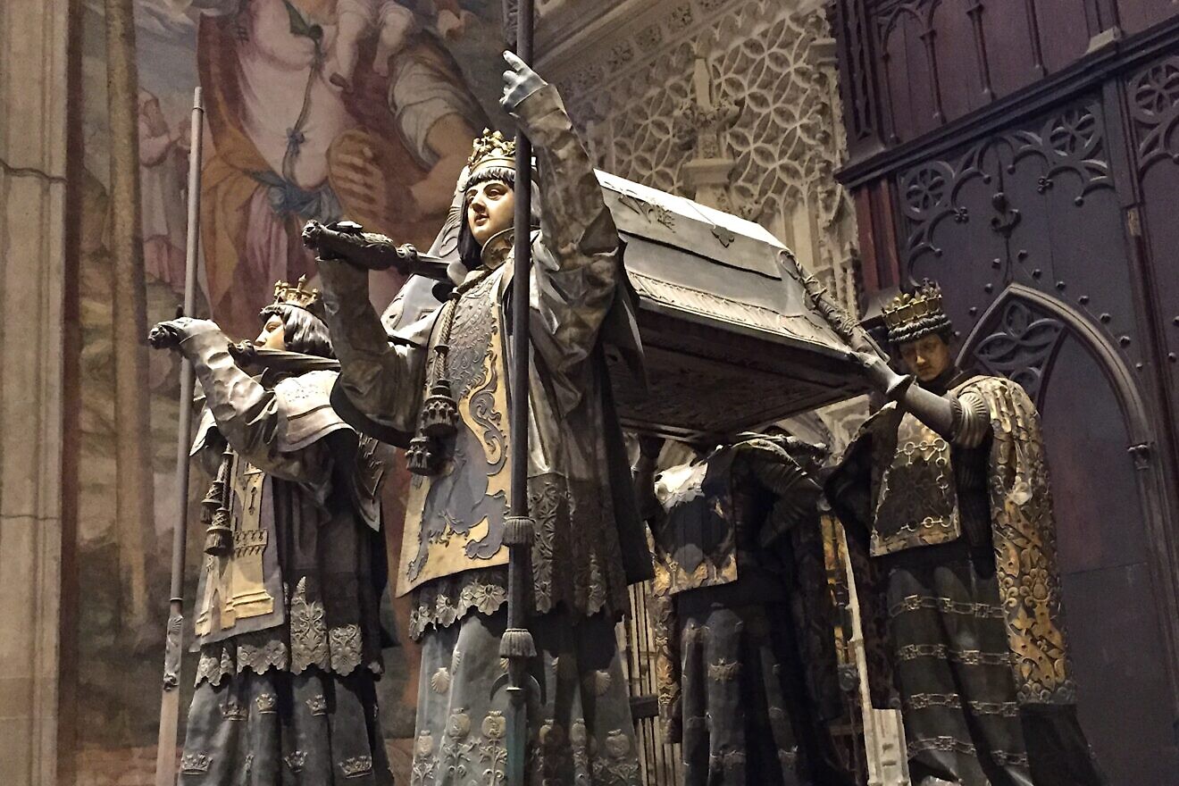 The Christopher Columbus tomb in Seville cathedral in Spain. Photo by Menachem Wecker.