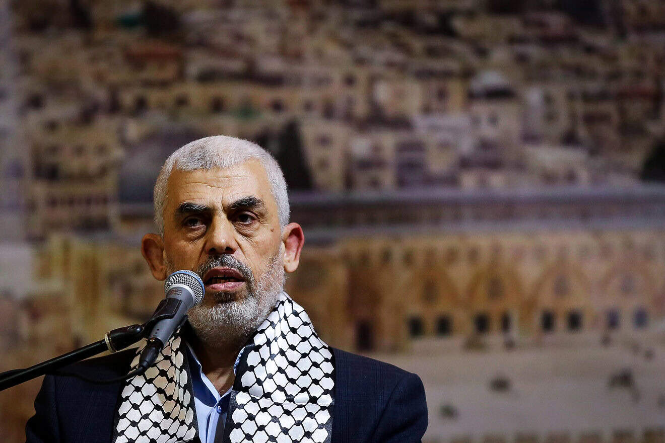 Hamas leader Yahya Sinwar speaks at a rally in Gaza City, Nov. 4, 2019. Photo by Abed Rahim Khatib/Flash90.