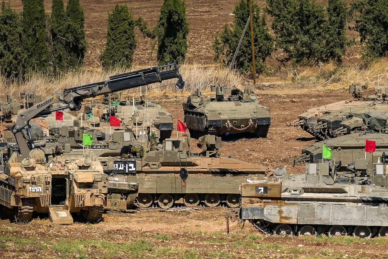 Israeli soldiers at a staging area near the Israeli border with Lebanon, Oct. 2, 2024. Photo by Michael Giladi/Flash90.