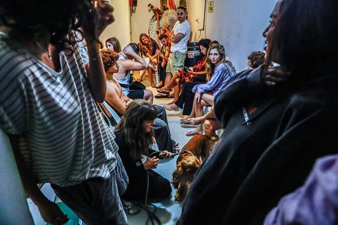 Israelis take cover inside a bomb shelter as a rocket alert is activated in Tel Aviv, Oct. 22, 2024. Photo by Yehoshua Yosef/Flash90.