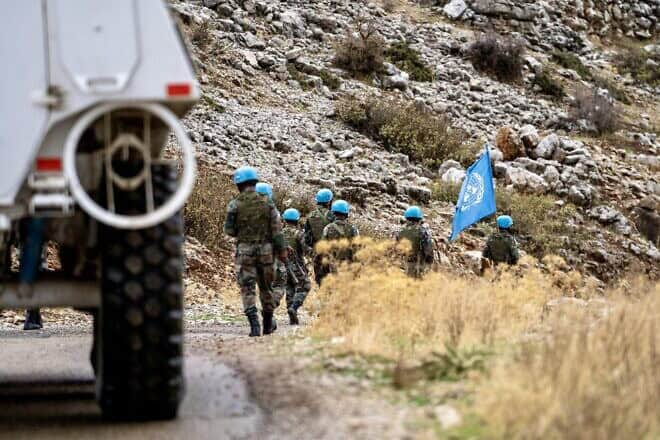 UNIFIL peacekeepers along the Lebanese side of the Blue Line border, September 2023. Source: @UNIFIL/X.