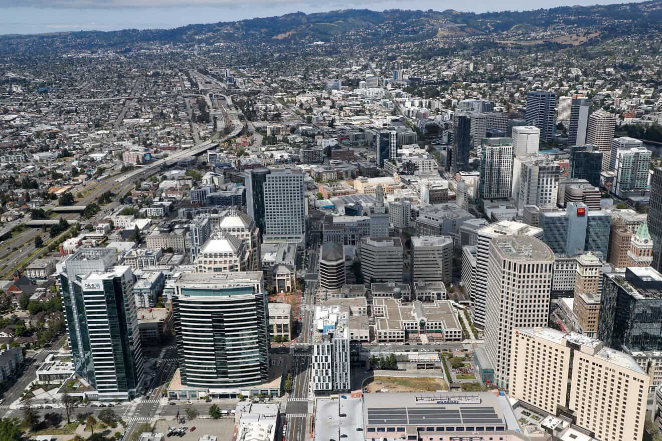 An aerial view of downtown Oakland on May 30, 2023 in Oakland, California. Photo by Brandon Sloter/Getty Images.
