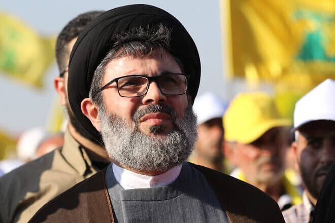 Hashem Safieddine, head of the Hezbollah Executive Council, attends a rally in Khiam, Southern Lebanon, to mark the 11th anniversary of the end of the Second Lebanon War with Israel. Photo by Mahmoud Zayyat/AFP via Getty Images.