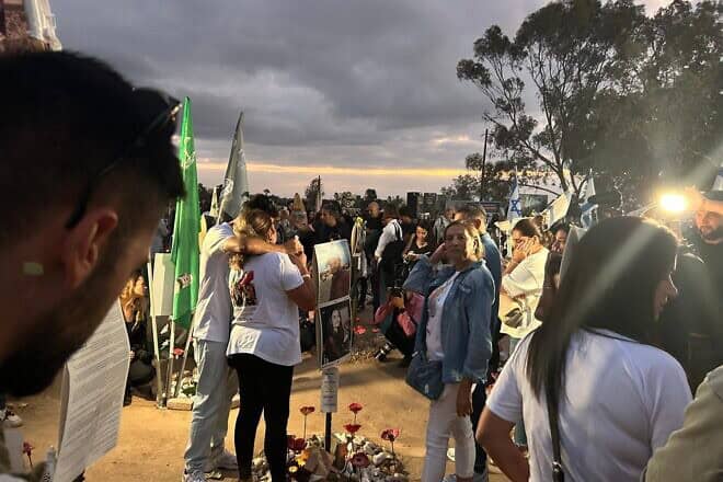 Families of the 364 revelers murdered by Hamas terrorists at the Supernova music festival converge on the site to mark the anniversary of the Oct. 7 massacre. Photo by Amelie Botbol.