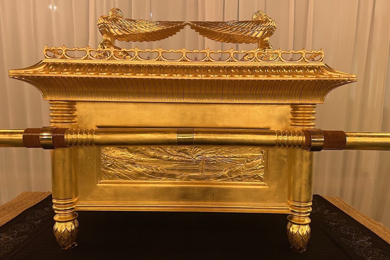 A replica of the Ark of the Covenant displayed in Jerusalem on Oct. 20, 2024. Photo by Alex Traiman.