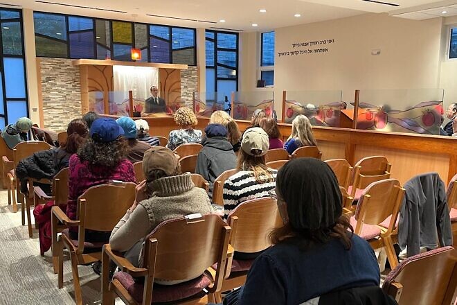 A siyum marking the completion of the Mishnah at Congregation Kadimah-Toras Moshe, a Modern Orthodox synagogue in Brighton, Mass., on Oct. 6, 2024 in memory of the victims a year prior of Hamas's Oct. 7, 2023 terror attack in southern Israel. Photo by Emily Goldberg.