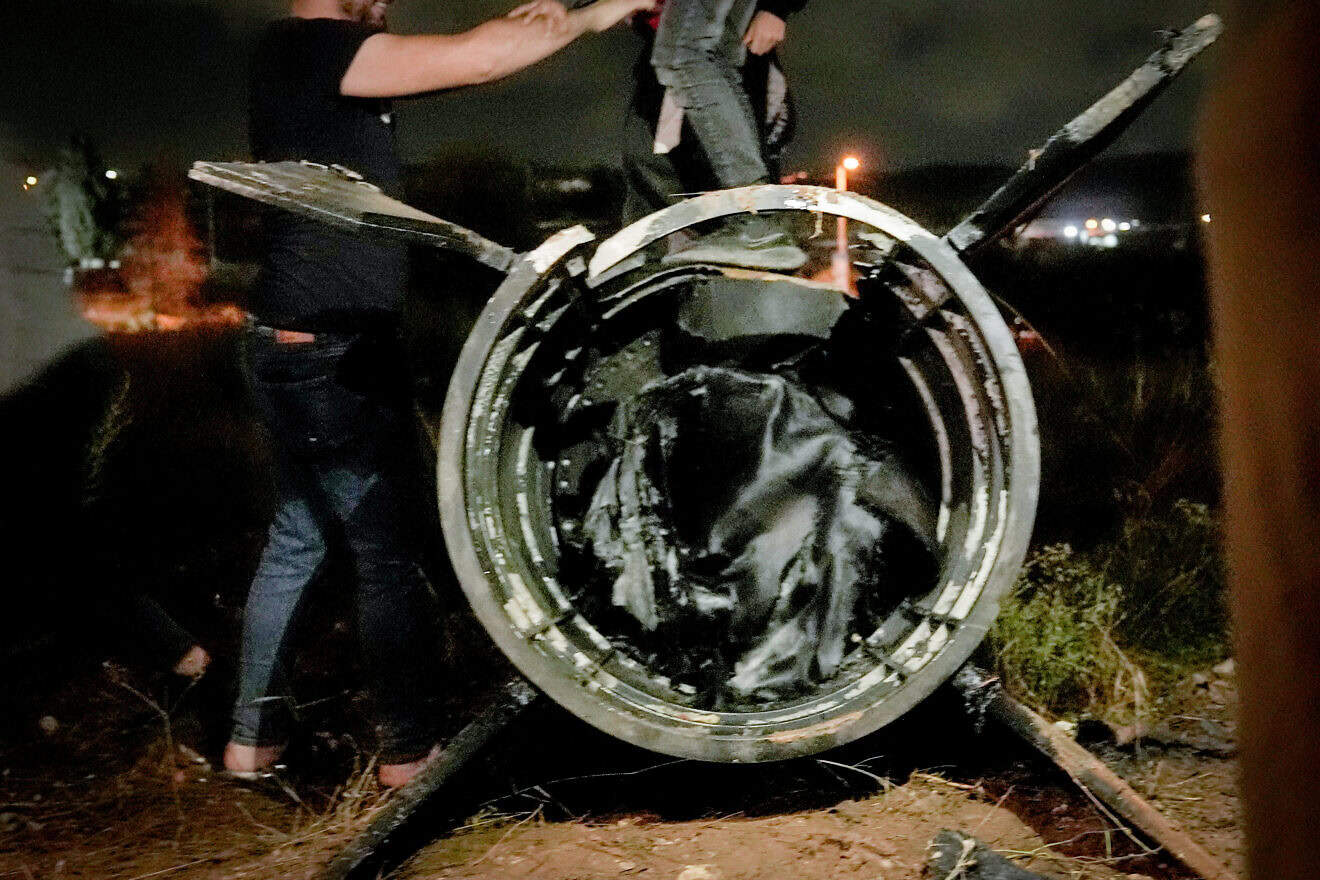 Parts of an Iranian missile that fell near the Beit El settlement in Ramallah in the West Bank on Oct. 1, 2024. Photo by Flash90.