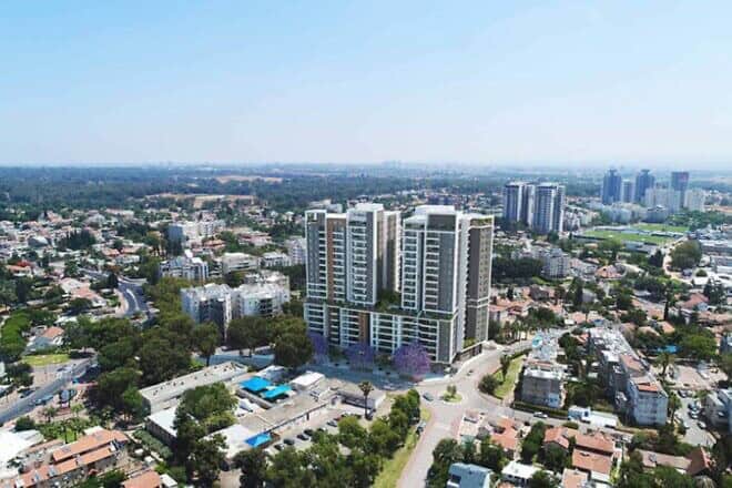 A view of Ramat HaSharon, north of Tel Aviv. Credit: Courtesy of Aura Construction.