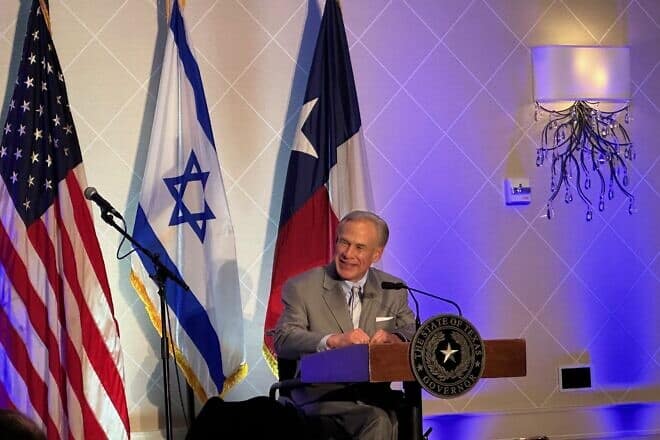 Texas Gov. Greg Abbott at the Israel Consulate to the Southwest's Israel Independence Day Celebration in Houston, May 18, 2023. Photo by Sharon Wisch-Ray.