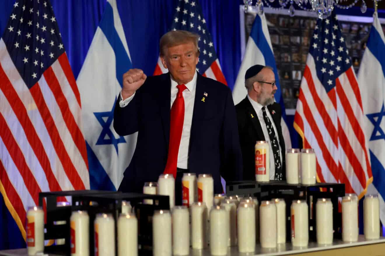 Former President Donald Trump attends an Oct. 7 remembrance event at the Trump National Doral Golf Club in Doral, Fla., on Oct. 07, 2024. Photo by Joe Raedle/Getty Images.