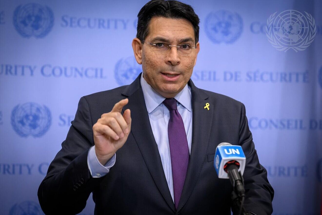 Danny Danon, Israeli ambassador to the United Nations, briefs reporters at U.N. headquarters on Oct. 1, 2024. Credit: Loey Felipe/U.N. Photo.