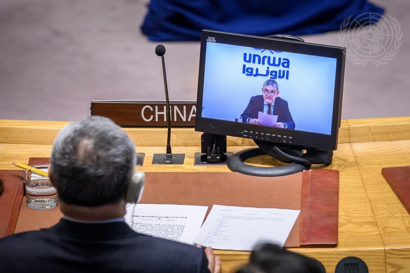 Philippe Lazzarini, commissioner-general of the U.N. Relief and Works Agency, addresses the United Nations Security Council meeting on the situation in the Middle East, on Oct. 9, 2024. Credit: Loey Felipe/U.N. Photo.