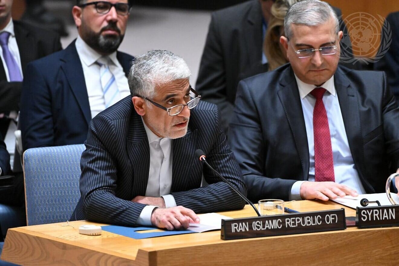 Amir Saeid Iravani, Iranian ambassador to the United Nations, addresses the U.N. Security Council meeting on the situation in the Middle East (Syria) on Oct. 23, 2024. Credit: Evan Schneider/U.N. Photo.