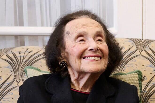 Lily Ebert at her London home in January 2024. Photo by Adam Lawrence/March of the Living U.K.