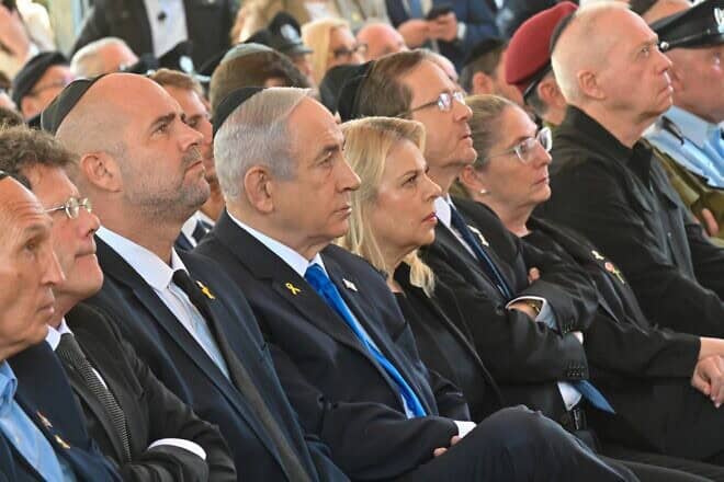 Israeli Prime Minister Benjamin Netanyahu during a memorial ceremony for the victims of Oct. 7 at the Mount Herzl military cemetery in Jerusalem on Oct. 27, 2024. Credit: GPO.