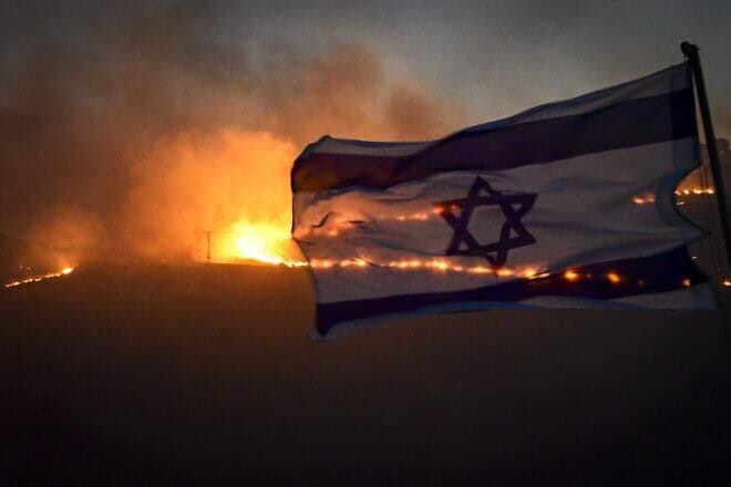 Wildfires following a missile attack by Hezbollah in Lebanon near Korazim in northern Israel on Oct. 9, 2024. Photo by Michael Giladi/Flash90.