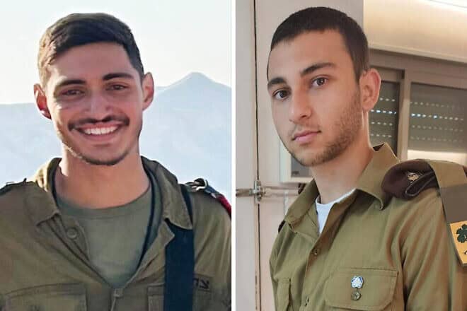 Sgt. Daniel Aviv Haim Sofer (left) and Cpl. Tal Dror were killed in a drone attack launched from Iraq, Oct. 4, 2024. Credit: Israel Defense Forces.