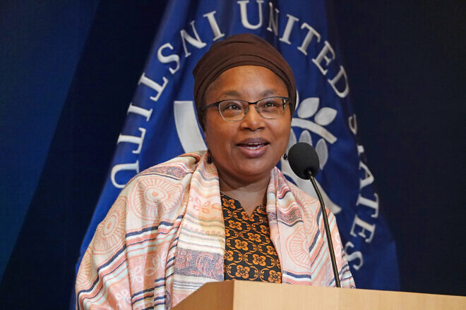 Alice Wairimu Nderitu, U.N. special adviser on the prevention of genocide, speaks at the U.S. Institute of Peace, Nov. 16, 2022. Credit: USIP.