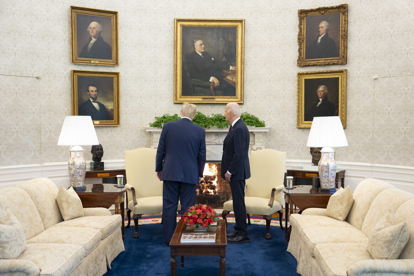 U.S. President Joe Biden speaks with President-elect Donald Trump, Nov. 13, 2024, in the Oval Office of the White House. Credit: Adam Schultz/White House.
