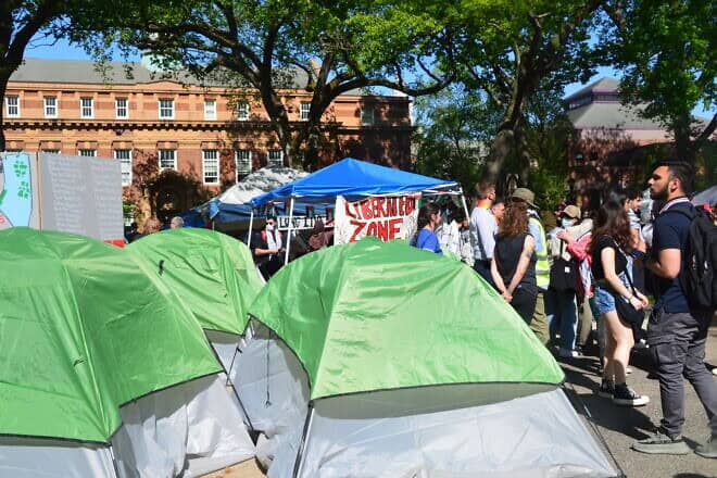 A pro-Palestinian, anti-Israel encampment at Rutgers University in New Jersey in April 2024. Photo by Faygie Holt.