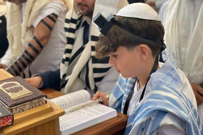 Erez Kalderon during his bar mitzvah in Kiryat Gat on Oct. 31, 2024. Source: X.