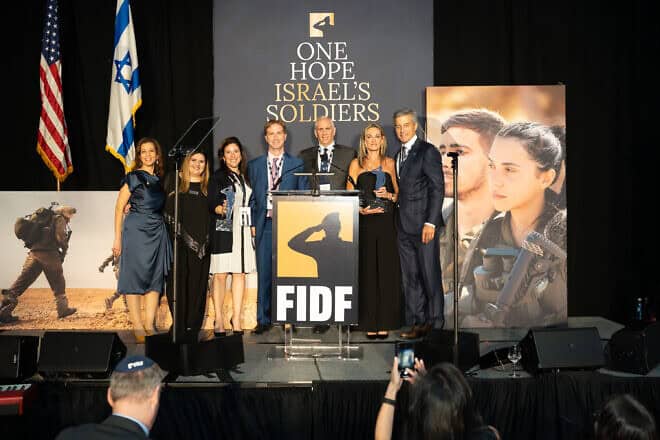 From left: Anat Chavkin, Rebecca Grossman, Lisa and Todd Kantor, Morey Levovitz, Cindy and David Eigen at the “2024 FIDF Westchester and Connecticut Evening of Solidarity Dinner,” held at the Hyatt Regency Greenwich, to raise funds for the Israel Defense Forces, Nov. 19, 2024. Credit: Stephanie Faust/Courtesy of FIDF.
