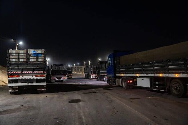 Gaza aid trucks, October 2024. Credit: COGAT.