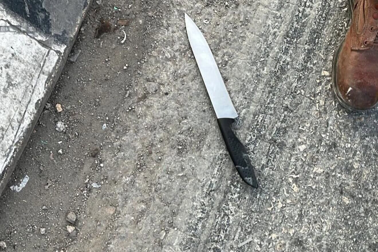 The knife used in an attempted terrorist stabbing outside the Palestinian town of Deir Sharaf, near Nablus in Samaria, Nov. 12, 2024. Credit: Israel Defense Forces.