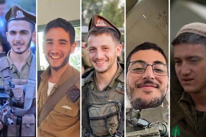 Members of the Israel Defense Forces killed in the Gaza Strip on Nov. 13, 2024, include Capt. Itay Marcovich, 21, from Kokhav Ya’ir; Staff Sgt. Sraya Elboim, 21, from Mehola; Staff Sgt. Dror Hen, 20, from Gan Haim; Staff. Sgt. Nir Gofer, 20, from Dimona; and Sgt. Shalev Itzhak Sagron, 21, from Sderot. Credit: IDF.
