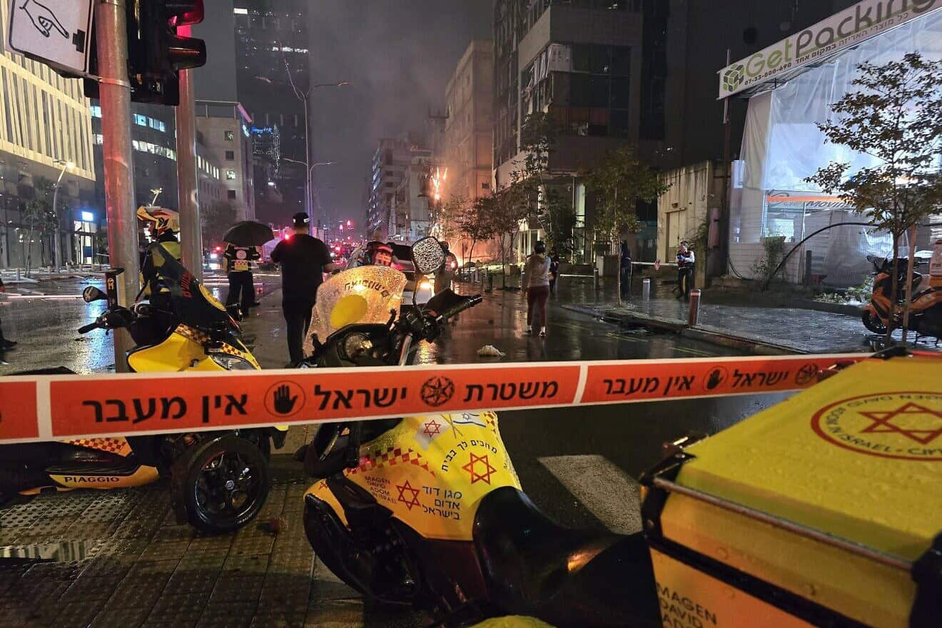 Israeli first responders at the scene of a missile impact in central Israel, Nov. 18, 2024. Credit: Magen David Adom.