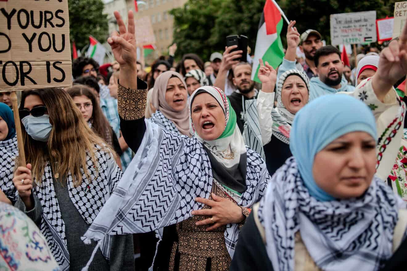 An anti-Israel protest in Berlin, Germany, May 18, 2024. Photo by Babak Bordbar/Middle East Images/AFP via Getty Images.