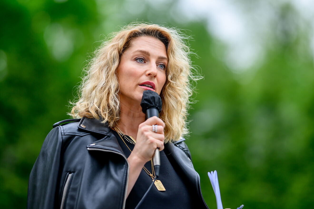 Brooke Goldstein speaks during the Westport garden reception fundraiser for The Lawfare Project and End Jew Hatred on May 16, 2024 in Westport, Conn. Photo by Roy Rochlin/Getty Images for End Jew Hatred/The Lawfare Project.