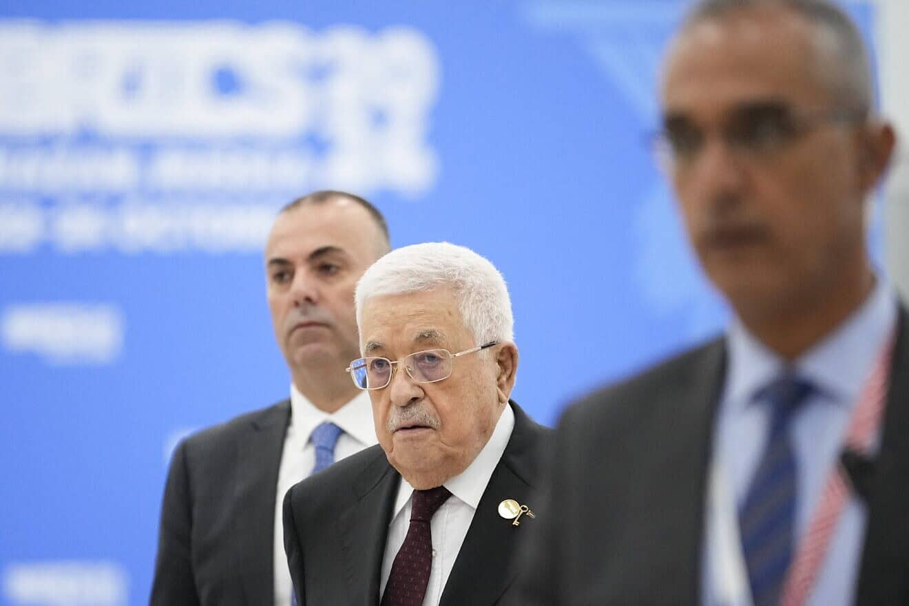 Palestinian Authority chief Mahmoud Abbas arrives at the BRICS summit in Kazan on Oct. 24, 2024. Photo by Alexander Zemlianichenko/POOL/AFP via Getty Images.