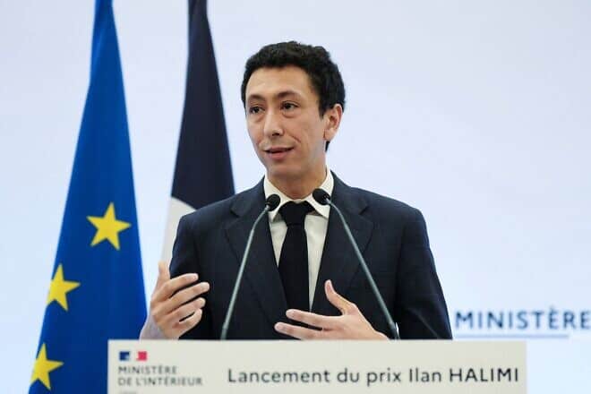 French Secretary of State for Citizenship and Fight against Discriminations Othman Nasrou speaks about the rise of antisemitism during the launching of the Ilan Halimi Award at the French Interior ministry in Paris on Nov. 12, 2024. Photo by Dimitar Dilkoff/AFP via Getty Images.