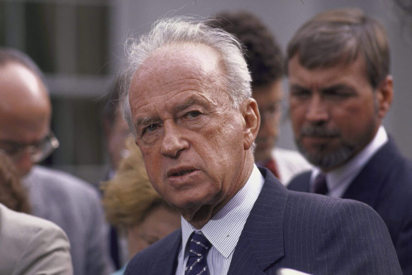 Israeli Defense Minister Yitzhak Rabin outside the White House for a meeting with U.S. President George Bush. Photo by Cynthia Johnson/Getty Images.