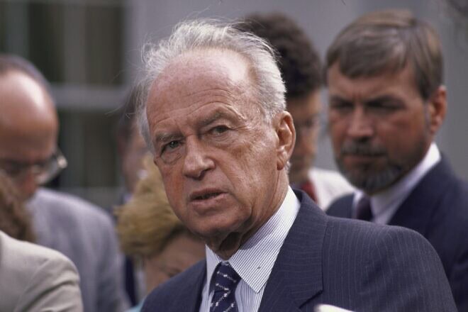 Israeli Defense Minister Yitzhak Rabin outside the White House for a meeting with U.S. President George Bush. Photo by Cynthia Johnson/Getty Images.