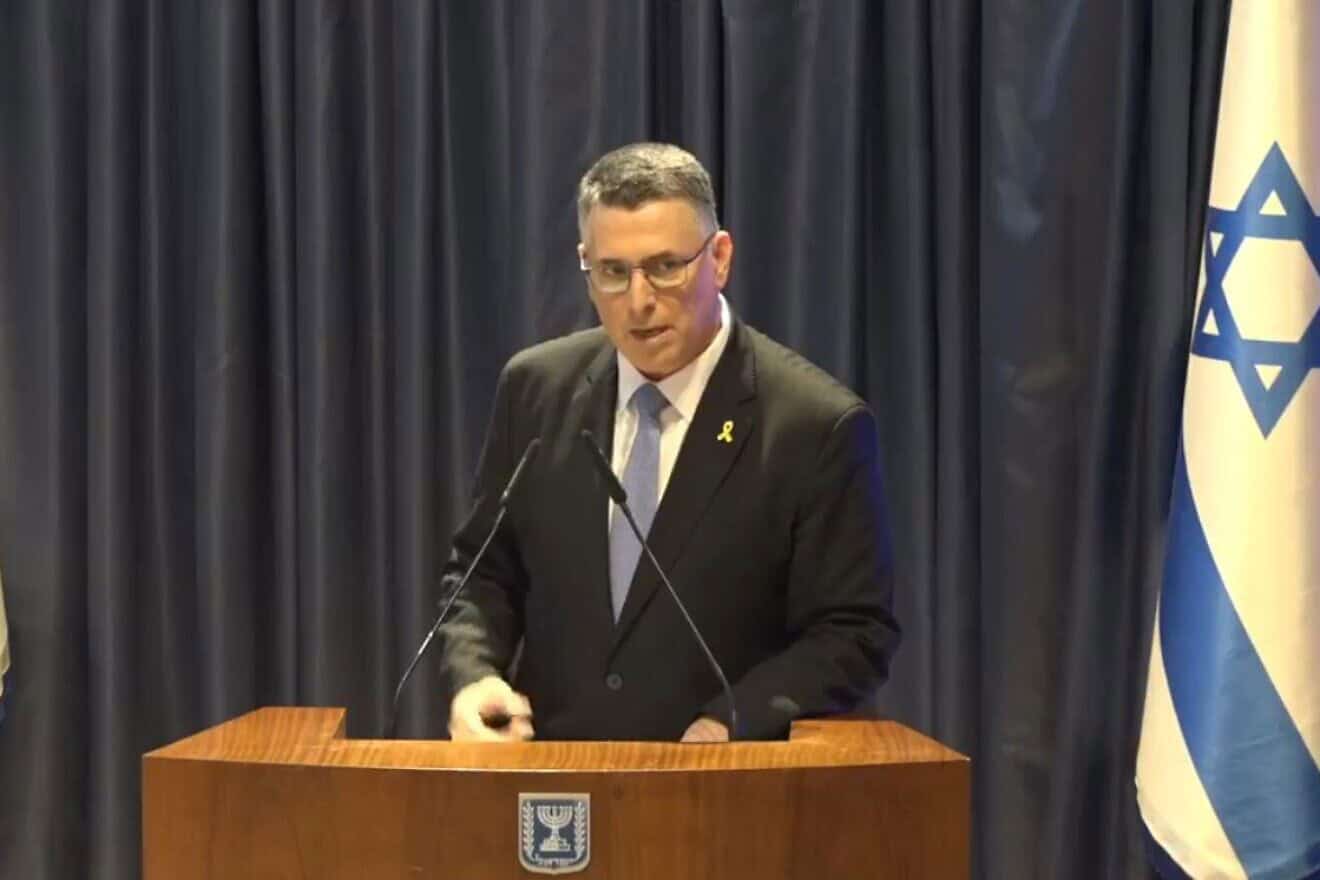 Foreign Minister Gideon Sa'ar speaks to reporters at the ministry in Jerusalem, Nov. 10, 2024. Credit: MFA.