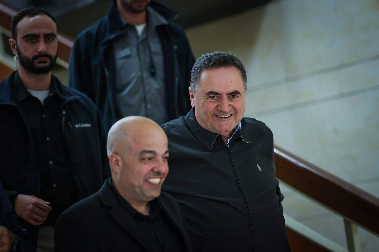 Defense Minister Israel Katz (right) at the Knesset in Jerusalem, Nov. 11, 2024. Photo by Chaim Goldberg/Flash90.