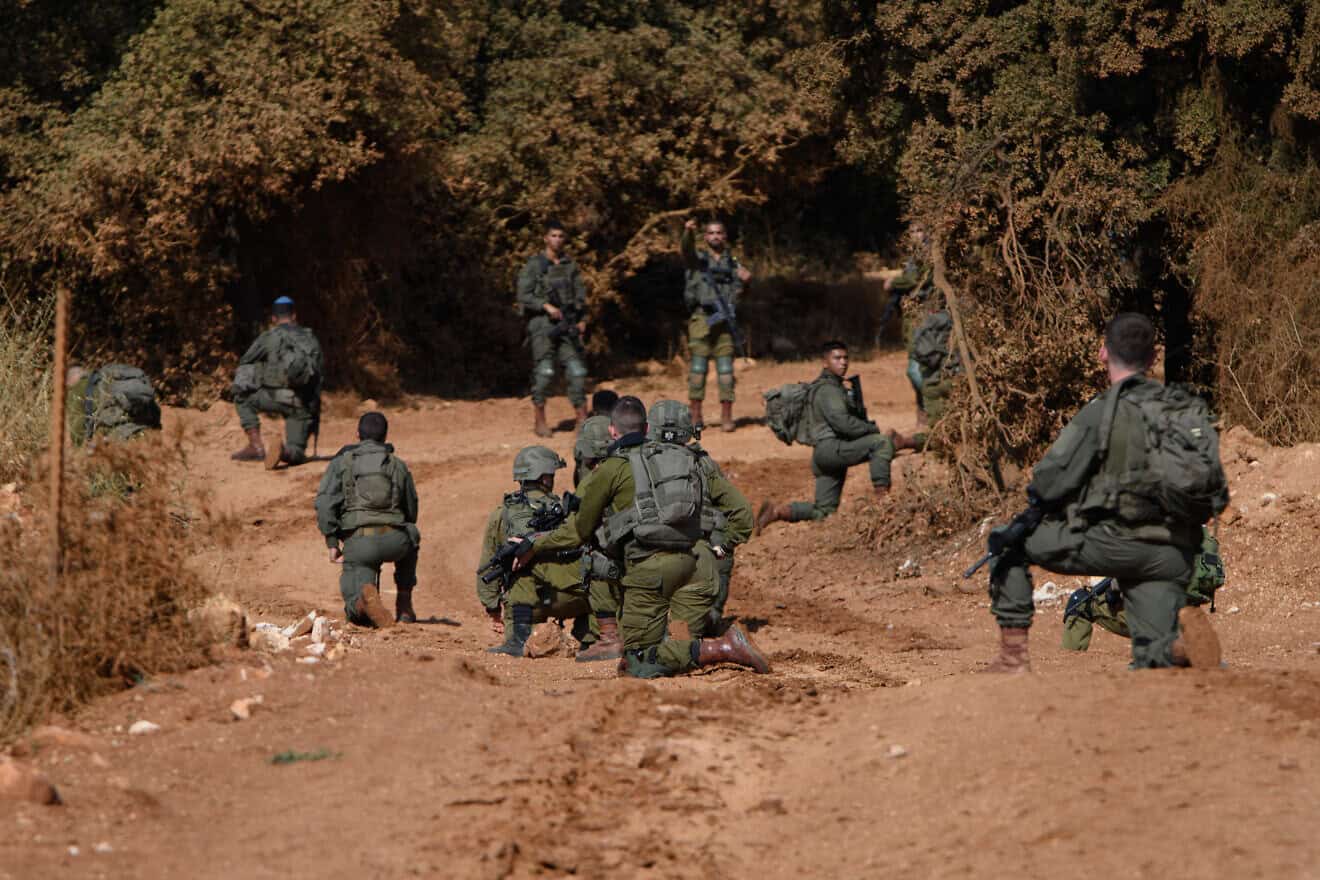 Soldiers from the Kfir Brigade patrol along the Lebanese border, Oct. 3, 2023. Photo by Ayal Margolin/Flash90.