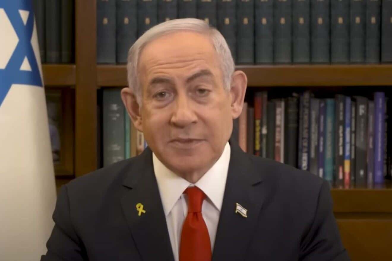 Israeli Prime Minister Benjamin Netanyahu in an online post addressing the Iranian people, Nov. 12. 2024. Credit: GPO/YouTube.