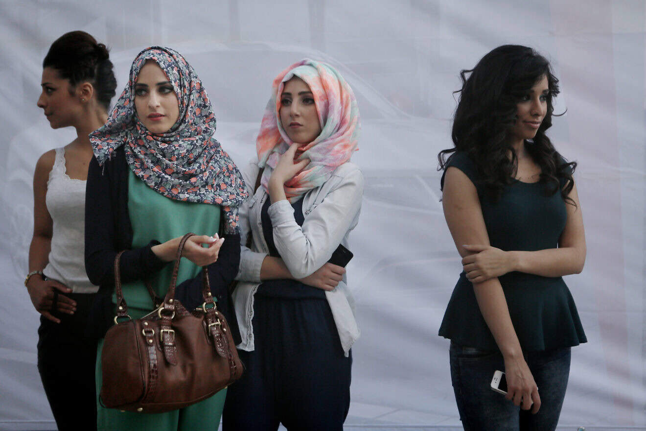 Women at the second Palestinian Fashion Week, held at the Movenpick hotel in Ramallah, May 01, 2014. Photo by Miriam Alster/Flash90.