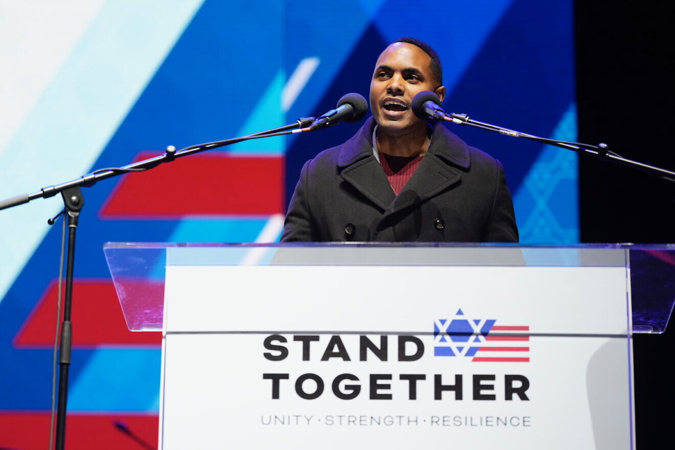 Rep. Ritchie Torres (D-N.Y.) speaks at the Jewish Federations of North America's Stand Together rally, Washington, D.C., Nov. 10, 2024. Credit: Stephen Jaffe/Jewish Federations of North America.