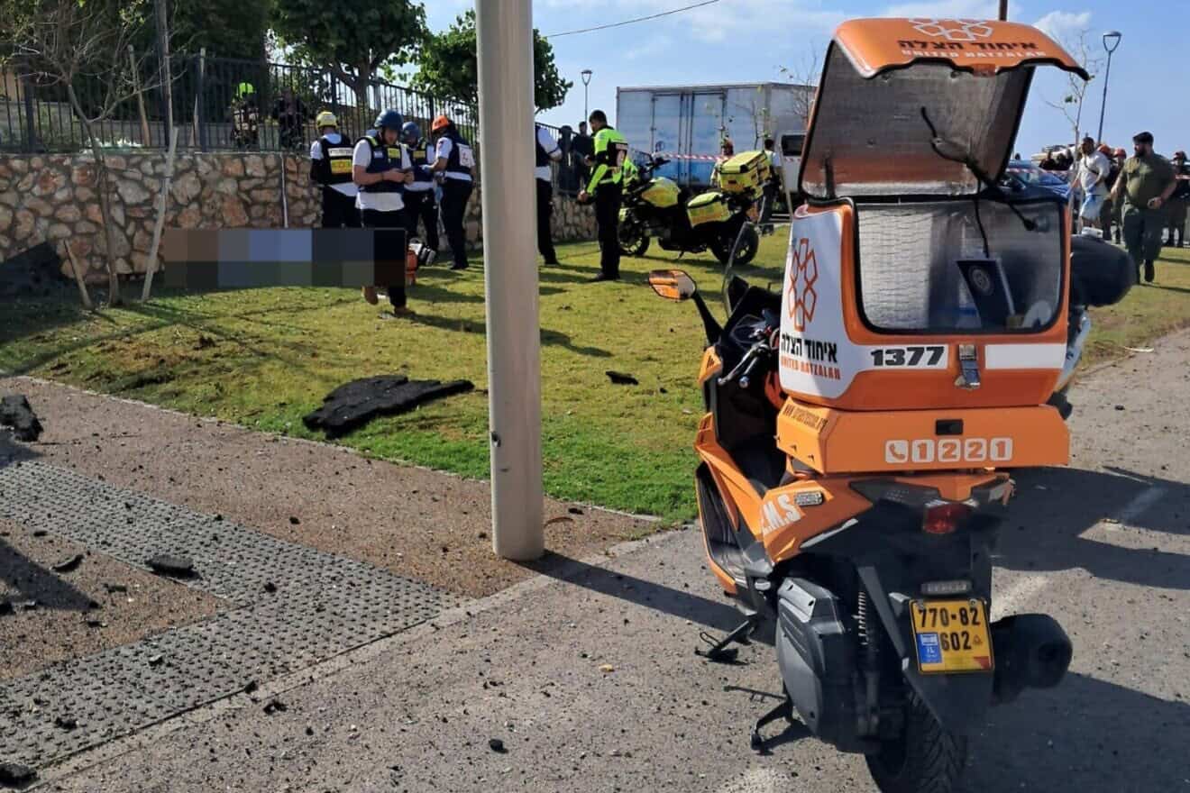 A Hezbollah rocket fired from Lebanon killed an Israeli man in the northern city of Nahariya, Nov. 21, 2024. Credit: Courtesy of United Hatzalah.