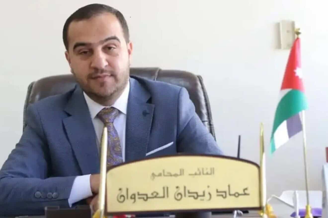 Imad Al-Adwan sits at his desk at the Jordanian parliament in 2021. Photo courtesy of the Jordanian parliament.