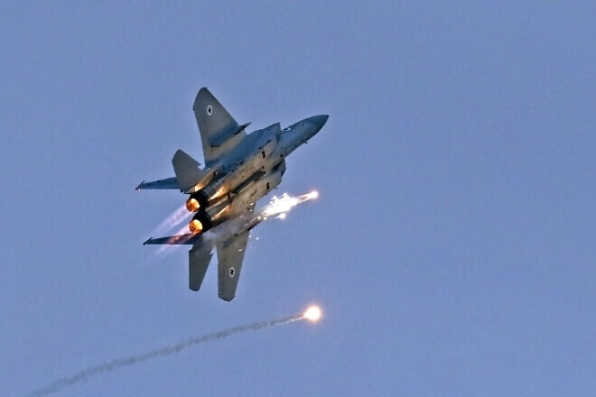 An Israel Air Force F-15 performs a training maneuver in Israel on July 6, 2017. Photo by Ofer Zidon/Flash90.